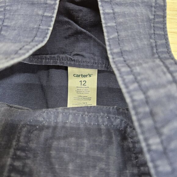 CARTER'S Baby Boy Blue Fish Cotton Overall Shorts Size 12 Months - Picture 3 of 4